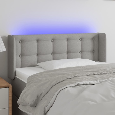 Tăblie de pat cu LED, gri deschis, 83x16x78/88 cm, textil