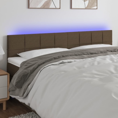 Tăblie de pat cu LED, gri taupe, 200x5x78/88 cm, textil