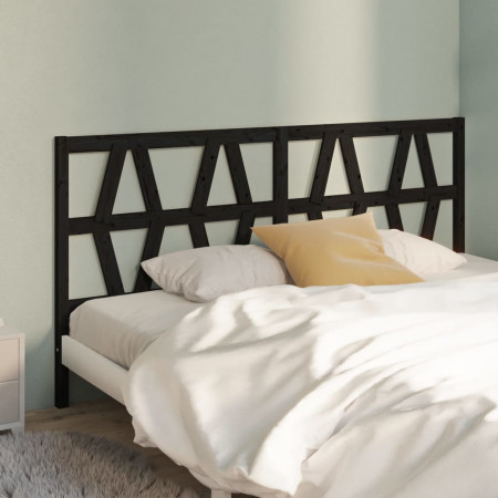 Tăblie de pat, negru, 206x4x100 cm, lemn masiv de pin