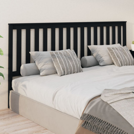 Tăblie de pat, negru, 206x6x101 cm, lemn masiv de pin