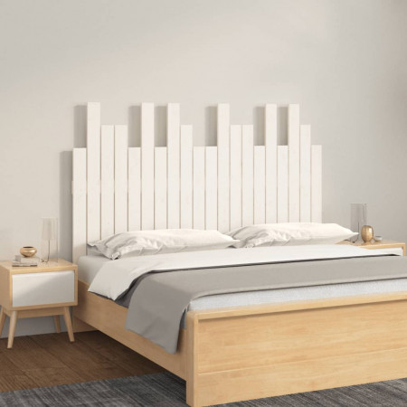 Tăblie de pat pentru perete, alb, 127,5x3x80 cm, lemn masiv pin