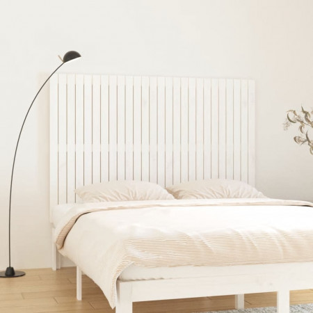 Tăblie de pat pentru perete, alb, 166x3x110 cm, lemn masiv pin