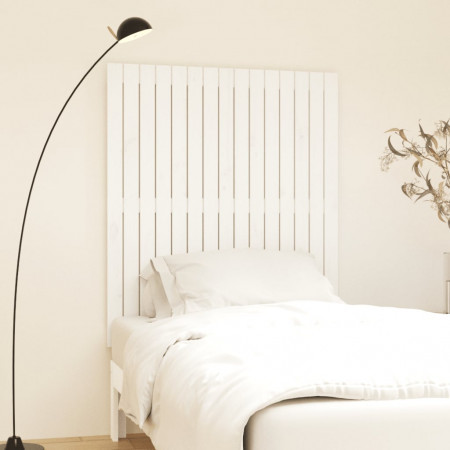 Tăblie de pat pentru perete, alb, 95,5x3x110 cm, lemn masiv pin