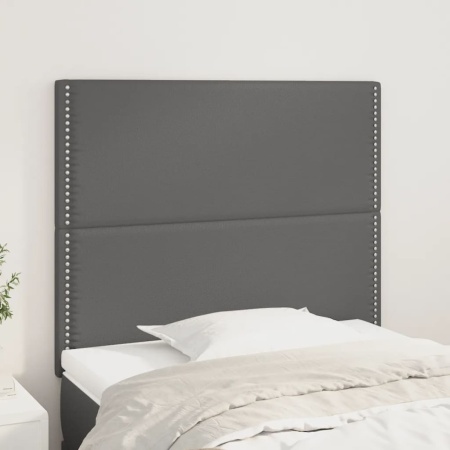 Tăblii de pat, 2 buc, gri, 90x5x78/88 cm, piele ecologică