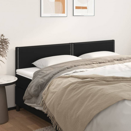 Tăblii de pat, 2 buc, negru, 80x5x78/88 cm, piele ecologică - Img 1