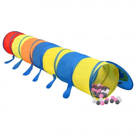 Tunel de joacă pt copii, 250 bile, multicolor, 245 cm poliester