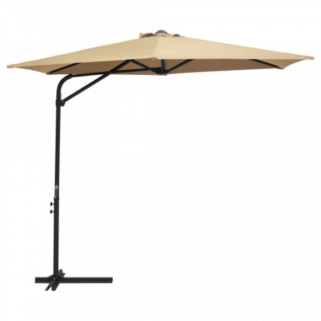 Umbrelă de soare de exterior, stâlp din oțel, gri taupe, 300 cm