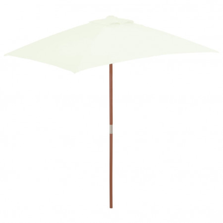 Umbrelă de soare, exterior, stâlp lemn, 150x200 cm, nisipiu