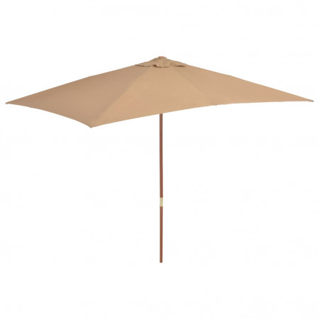 Umbrelă de soare, exterior, stâlp lemn, 200x300 cm, gri taupe - Img 1