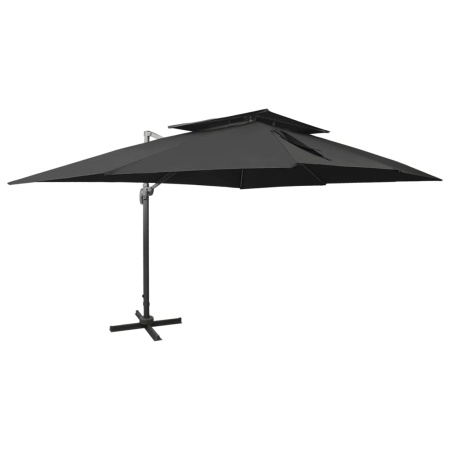 Umbrelă în consolă cu înveliș dublu, negru, 400x300 cm