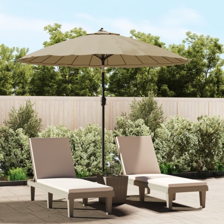 Umbrelă soare de exterior, stâlp aluminiu, gri taupe, 270 cm