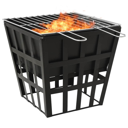 Vatră de foc 2-in-1 cu grătar, 34x34x48 cm, oțel