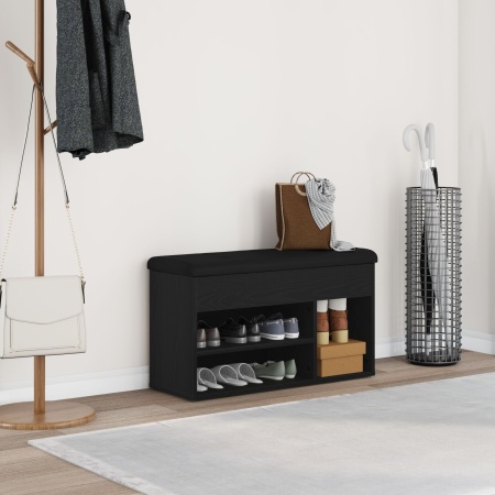 Bancă de depozit Negru Stejar 80x30x45 cm Lemn compus