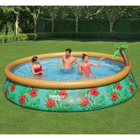 Bestway Set de piscină gonflabilă Fast Set Paradise Palms, 457x84 cm - Img 1