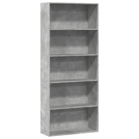 Bibliotecă, gri beton, 80x30x189 cm, lemn prelucrat