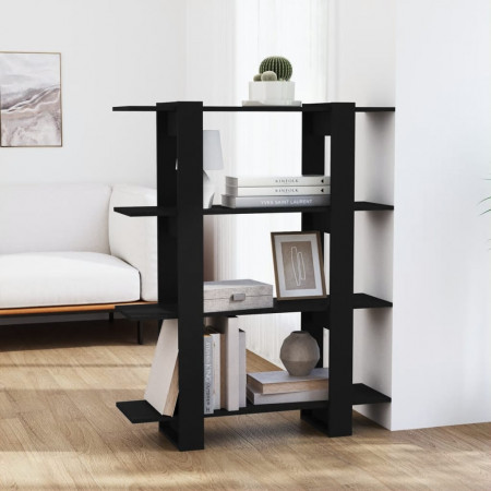 Bibliotecă/Separator cameră, negru, 100x30x123,5 cm