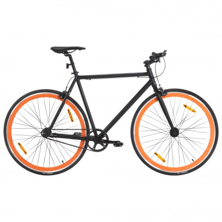 Bicicletă cu angrenaj fix, negru și portocaliu, 700c, 55 cm - Img 1