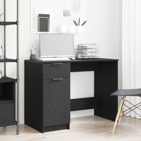 Birou Negru din Stejar - 100x50x75 cm - Fabricat din Lemn Prelucrat