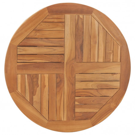 Blat de masă rotund, 80 cm, lemn masiv de tec, 2,5 cm - Img 1