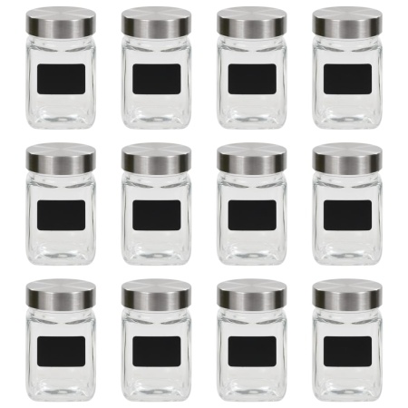 Borcane de depozitare cu etichetă, 12 buc., 300 ml