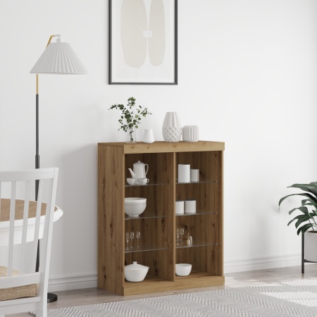 Bufet cu lumini LED Stejar Artisan 41x37x100 cm
