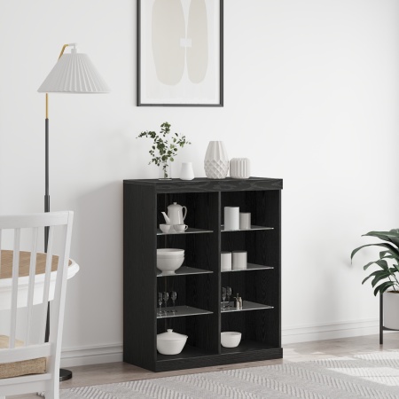 Bufet cu lumini LED Stejar Negru 41x37x100 cm