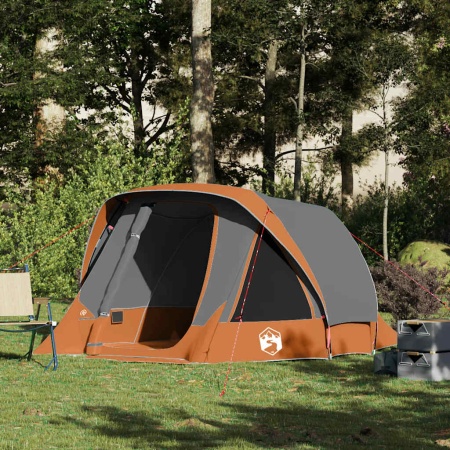 Cabină cort de camping 4 persoane gri și portocaliu impermeabil