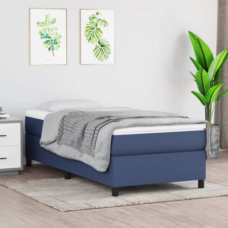 Cadru de pat box spring, albastru, 90x200 cm, textil