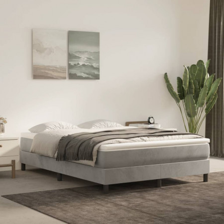 Cadru de pat box spring, gri deschis, 140x200 cm, catifea