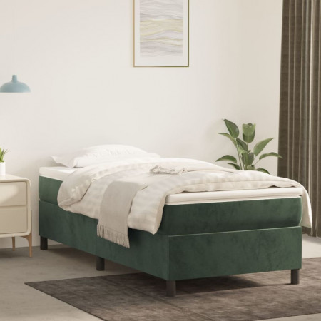 Cadru de pat box spring, verde închis, 100x200 cm, catifea - Img 1