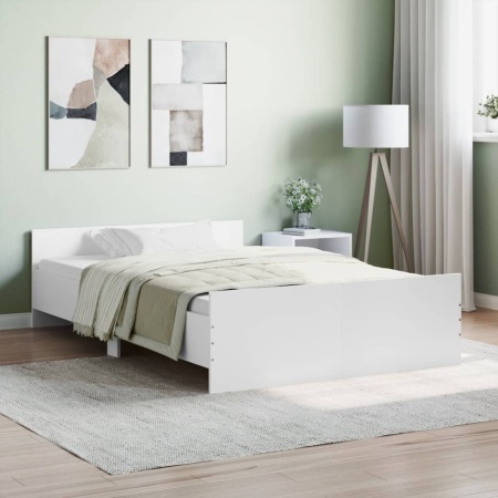 Cadru de pat cu tăblie, alb, 120x200 cm