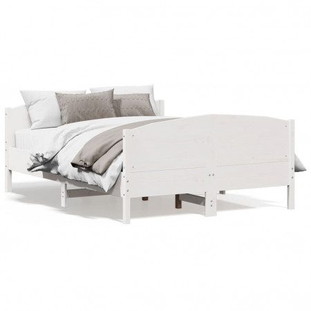 Cadru de pat cu tăblie, alb, 150x200 cm lemn masiv pin