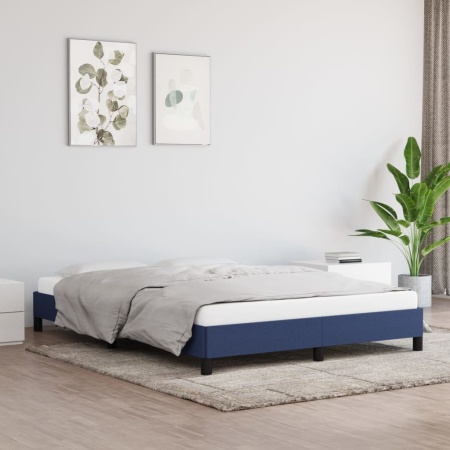 Cadru de pat fără saltea, albastru, 140x200 cm, textil