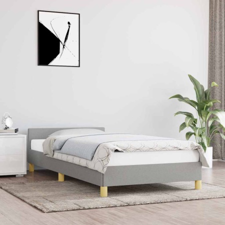 Cadru de pat fără saltea, gri deschis, 90x190 cm, textil