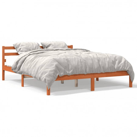 Cadru de pat, maro ceruit, 160x200 cm, lemn masiv de pin - Img 1