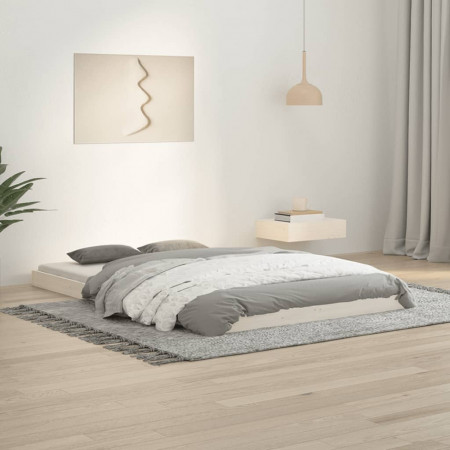 Cadru de pat Small Double 4FT, alb, 120x190 cm, lemn masiv pin