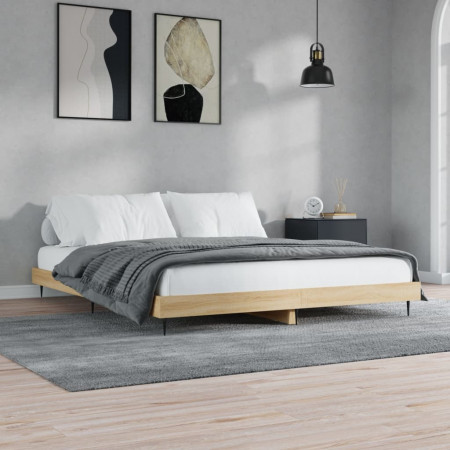 Cadru de pat, stejar sonoma, 140x200 cm, lemn prelucrat