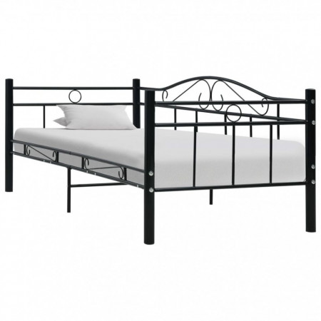 Cadru pat de zi, negru, 90 x 200 cm, metal - Img 1