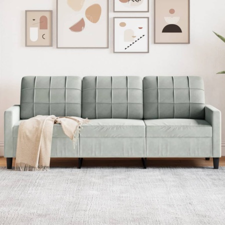 Canapea cu 3 locuri, gri deschis, material 180CM catifea