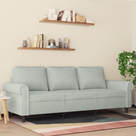 Canapea cu 3 locuri, gri deschis, material 180CM catifea