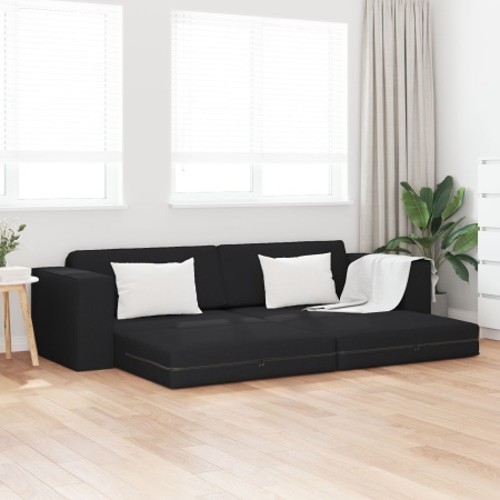 Canapea Pat 2-in-1 Neagră 245x150x60.5 cm Țesătură