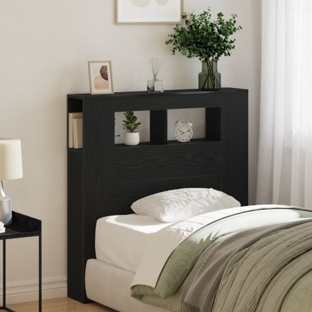 Cap de pat cu LED-uri Gri Stejar 100x18,5x103,5 cm