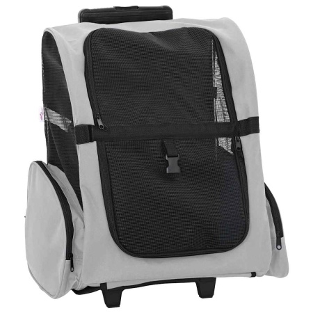 Cărucior pentru animale de companie 3 în 1, gri, 48x32x57 cm, material Oxford