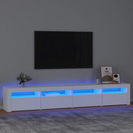 Comodă TV cu lumini LED, alb, 240x35x40 cm