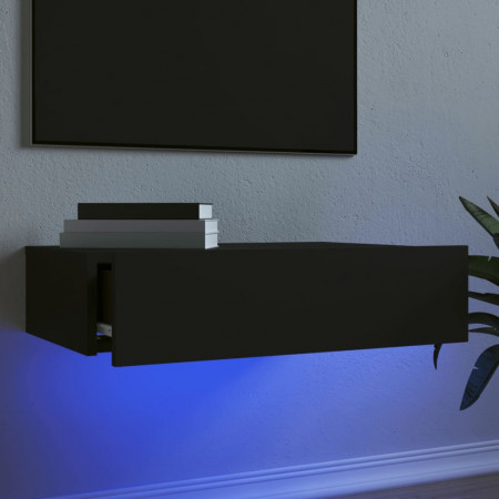 Comodă TV cu lumini LED, negru, 60x35x15,5 cm