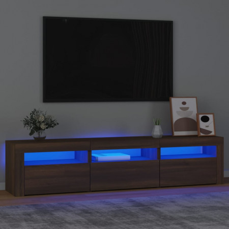 Comodă TV cu lumini LED, stejar maro, 180x35x40 cm