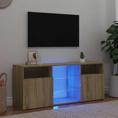 Comodă TV cu lumini LED, stejar sonoma, 120x30x50 cm