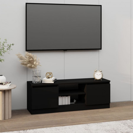 Comodă TV cu ușă, negru, 102x30x36 cm