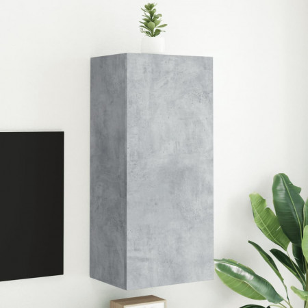 Comodă TV de perete, gri beton, 40,5x30x90 cm, lemn prelucrat