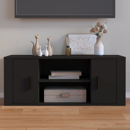 Comodă TV, negru, 100x35x40 cm, lemn prelucrat